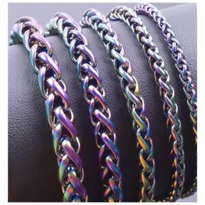 Rainbow Chain Necklace - stainless steel - 20 in.